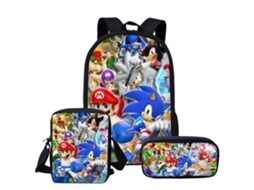 Conjunto de Três Peças de Mochila de Estudante KOHREE Mario