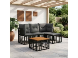 Vidaxl Conjunto De Sofás Para Exterior 5 Unid. Preto E Cinza Escuro