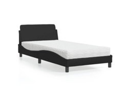 Vidaxl Cama Com Colchão Dover 100x200 Cm Couro Artificial Preto