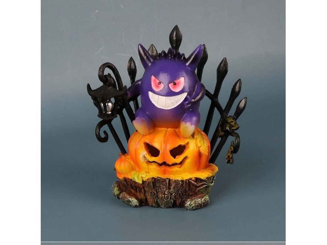 Decoração de Halloween para Casa Luminária Pumpkin Gengar Rei Pokémon Figura Resina S/MARCA
