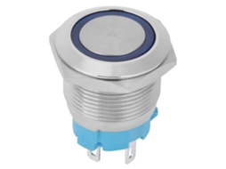 Interruptor Pulsador Led Azul 19mm Ip65 12 24vdc