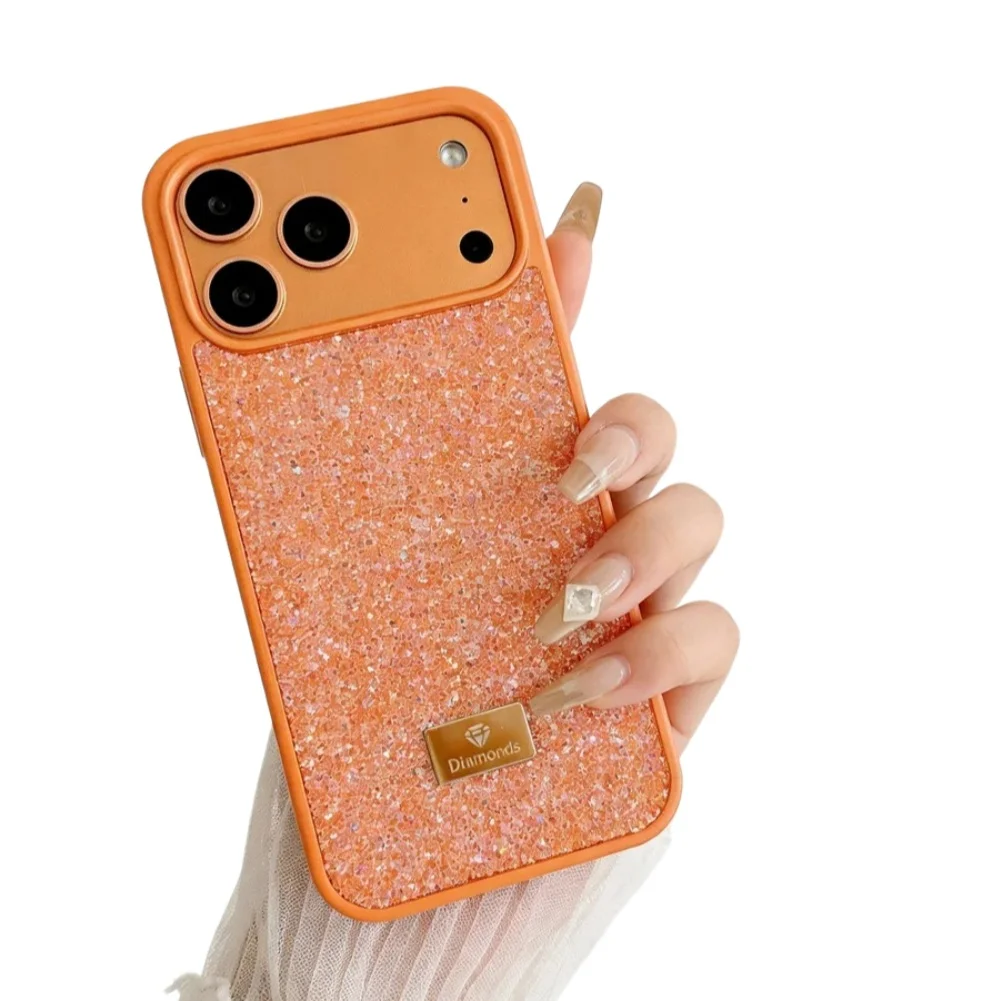 (laranja, Iphone 12 Pro Max) Capa De Celular Luxuosa E Deslumbrante Com Cobertura Total E Detalhes Em Zircônia Na Cor Diamante.
