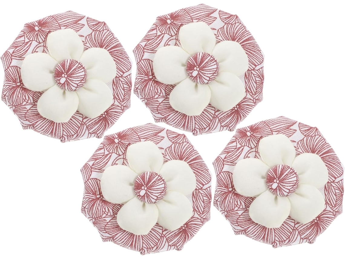 Conjunto De 4 Capas Antiestáticas Para Maçanetas Portas, Em Tecido De Algodão Vermelho Com Estampa Floral E Isolamento
