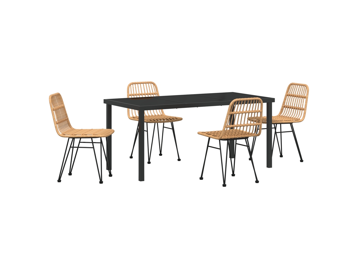 Conjunto 5 De Jantar De Jardim De Vidaxl Em Rattan Poliéster Marrom