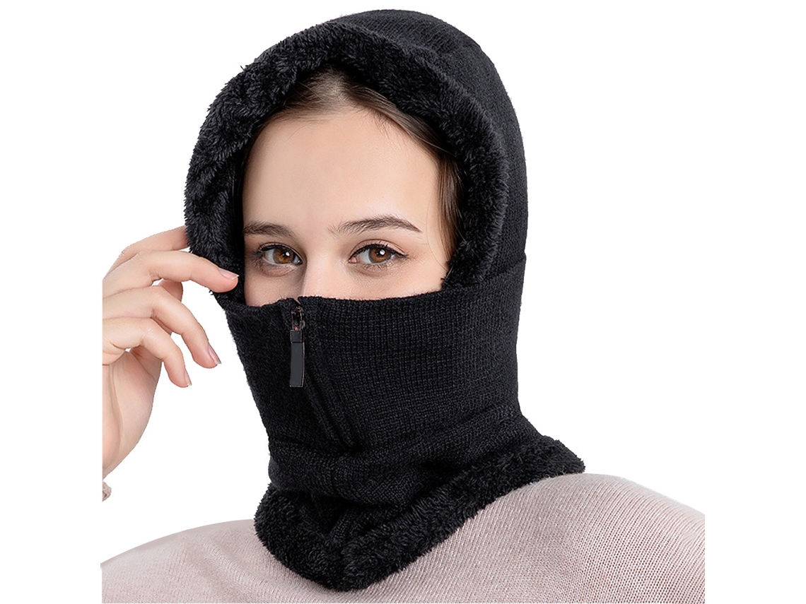 Conjunto De Chapéu E Cachecol De Inverno Tejido Com Flanela Anti-vento Térmico Para Ski Ciclismo