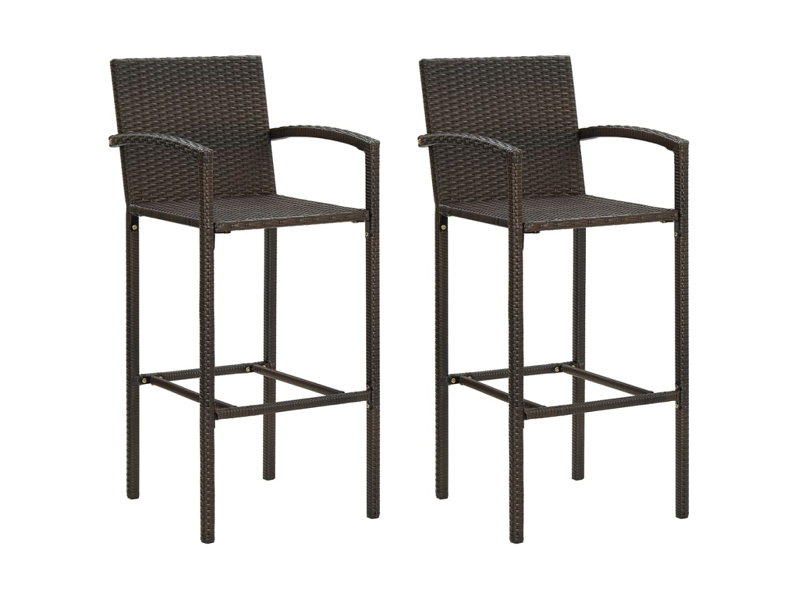 Vidaxl Bancos De Bar 2 Pcs Vime Pe Castanho