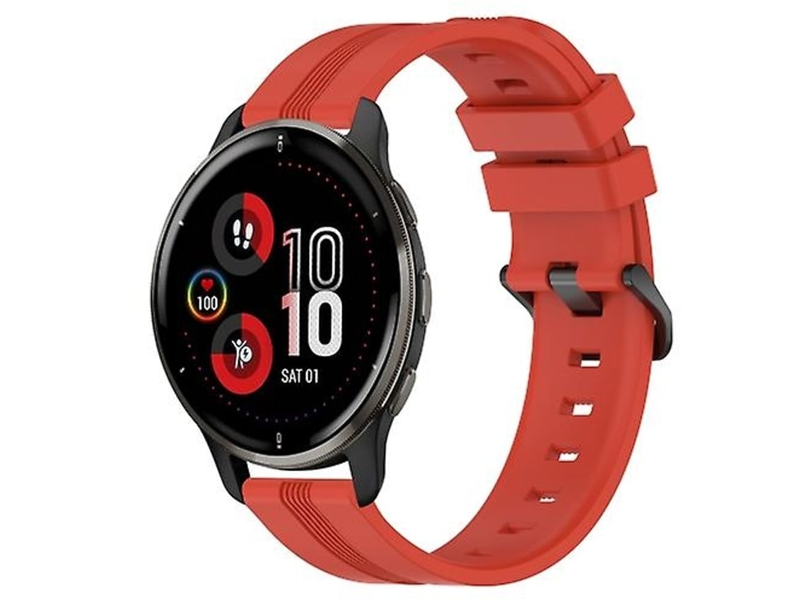 Pulseira De Relógio Lurelia Para Garmin Venu 2 Plus 20 Mm Côncavo Listrado Slicone Vermelho