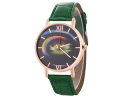 Reloj De Pulsera De Aleación Con Dial Redondo Analógico De Cuarzo Para Mujer Y Hombre (verde)