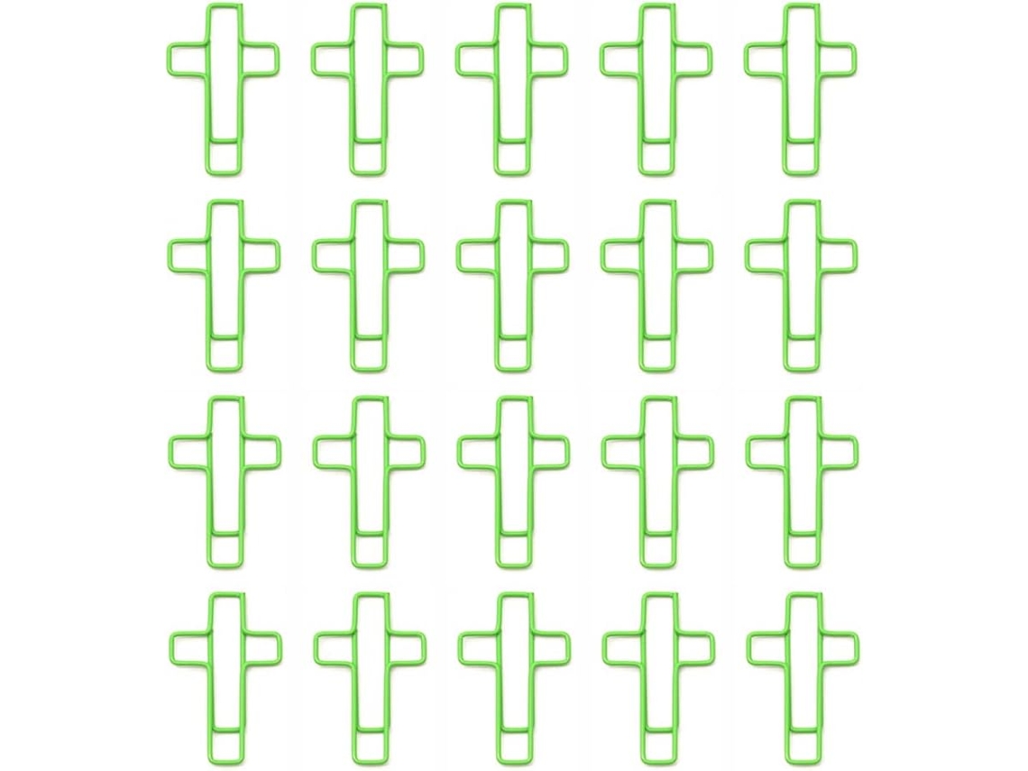 Compatível com 20 clipes de papel em formato de cruz, marcadores de página para materiais de estudo bíblico, clipes.