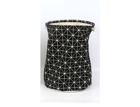 Coração Do Lar Cesto De Roupa Geométrico Diam. 38 X A. 42 Cm Preto Sil
