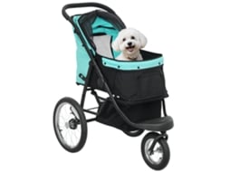 Carrinho Cães Pequenos/gatos C/ Cesto Armazenamento + Dobrável1 Clique, Turquesa