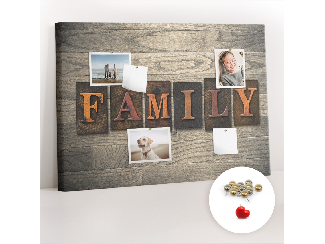 Quadro De Cortiça Com Impressão Inscrição "família" Para O Corredor Espelharte (100x70 Cm)