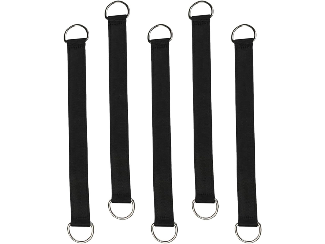 Kit de 5 Tiras para Rede Inoomp, em Poliéster e Aço Inoxidável com Mosquetões, Ajustáveis para Balanços em Árvores e CHABERLU