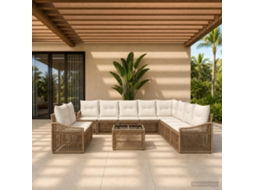 Vidaxl Conjunto De Sofá De Jardim 11 Unid. Bege Vime Pe