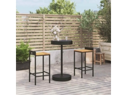 Vidaxl 3 Pcs Conjunto De Bar P/ Jardim Vime Pe/acácia Maciça Preto
