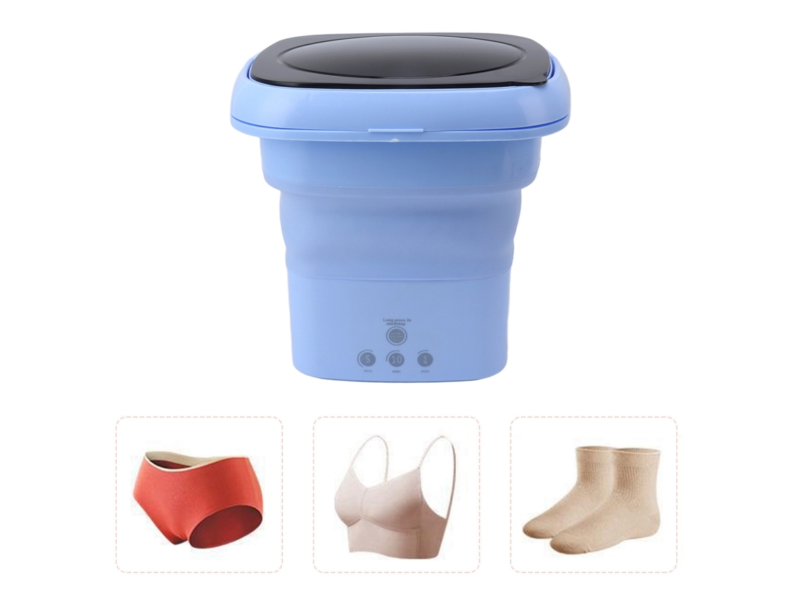 Mini Máquina De Lavar Dobrável E Portátil Com Tampa Preta, Ideal Para Viagens Em Autocaravanas E Apartamentos. Compatível Com Fich Aquaforge