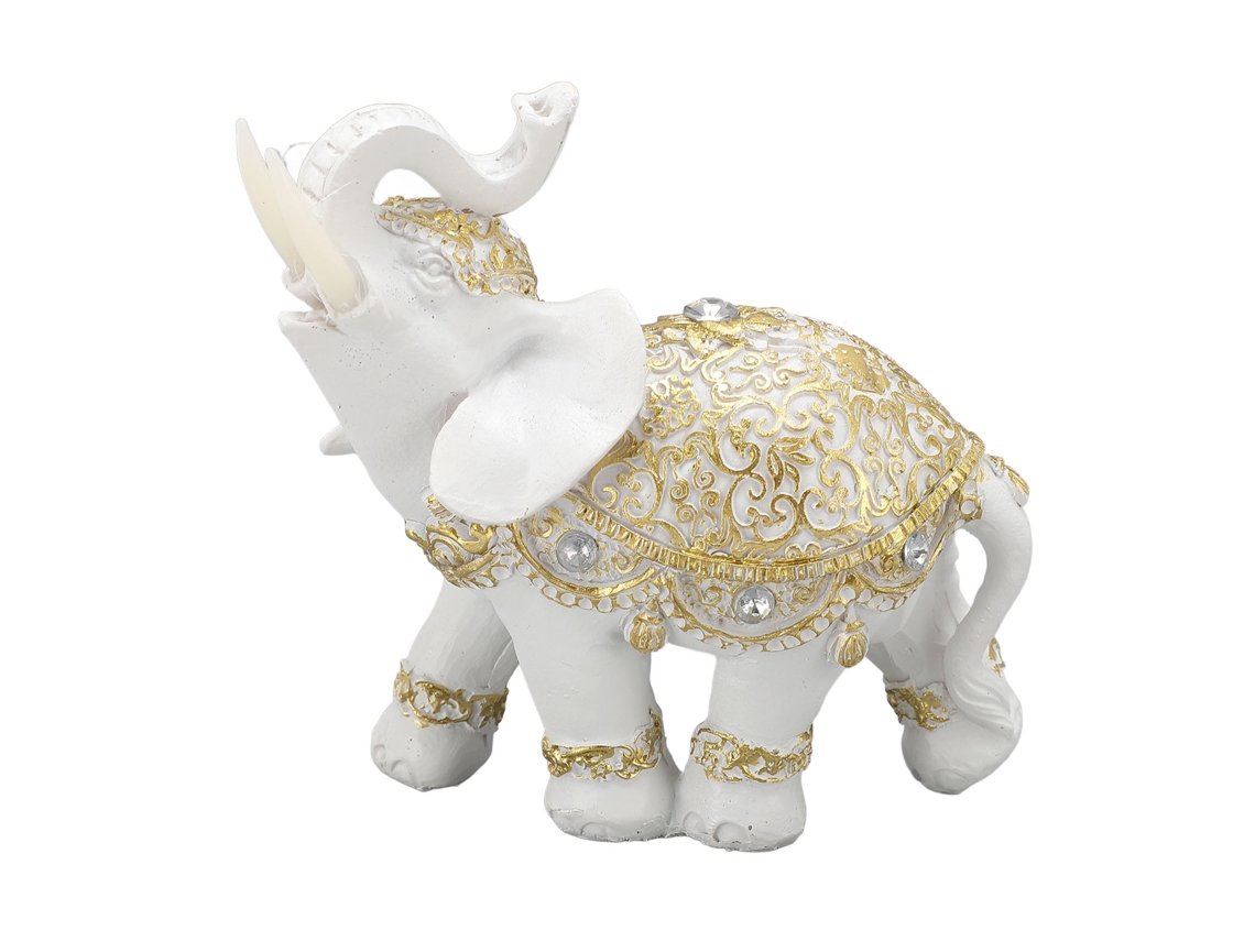 Estátua Decorativa de Elefante de Resina Branca para Casa