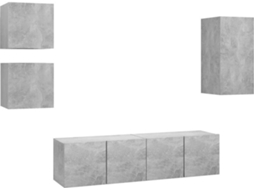 Tv Cabinet Set, Tv Cabinet Sets Vidaxl Cinzeto Madeira Processada (n/a)