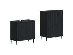Vidaxl Conjunto De Armário De Banheiro Com 2 Peças Zwolle Preto