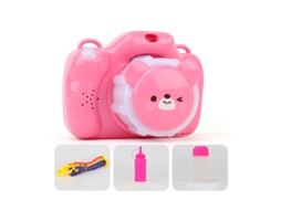 Mali brinquedo de Bolhas Automático com Luz Led e Música Ursinho Rosa Manual Portátil para Crianças