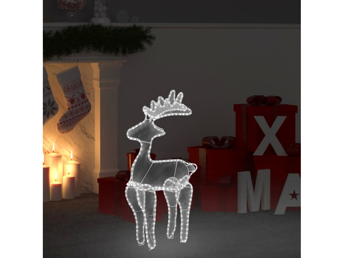 Vidaxl Rena Decorativa Natal C/ Malha De Aço 306 Luzes Led 60x24x89 Cm