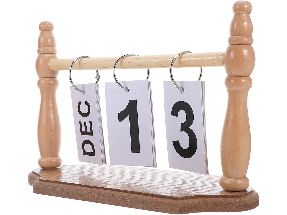 Calendário de Mesa em Madeira com Removível, Decoração para CHABERLU