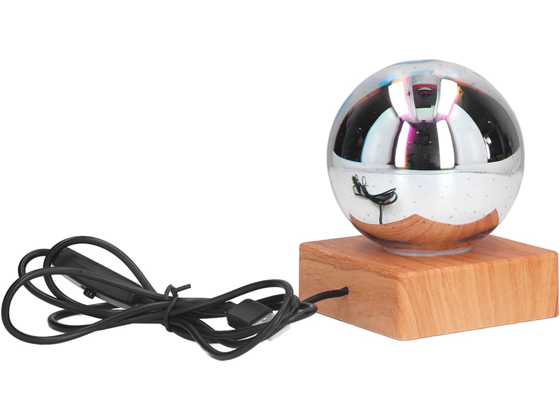 Luminária de mesa LED, luz noturna em formato de esfera de vidro 3D, iluminação colorida com controle por botão.