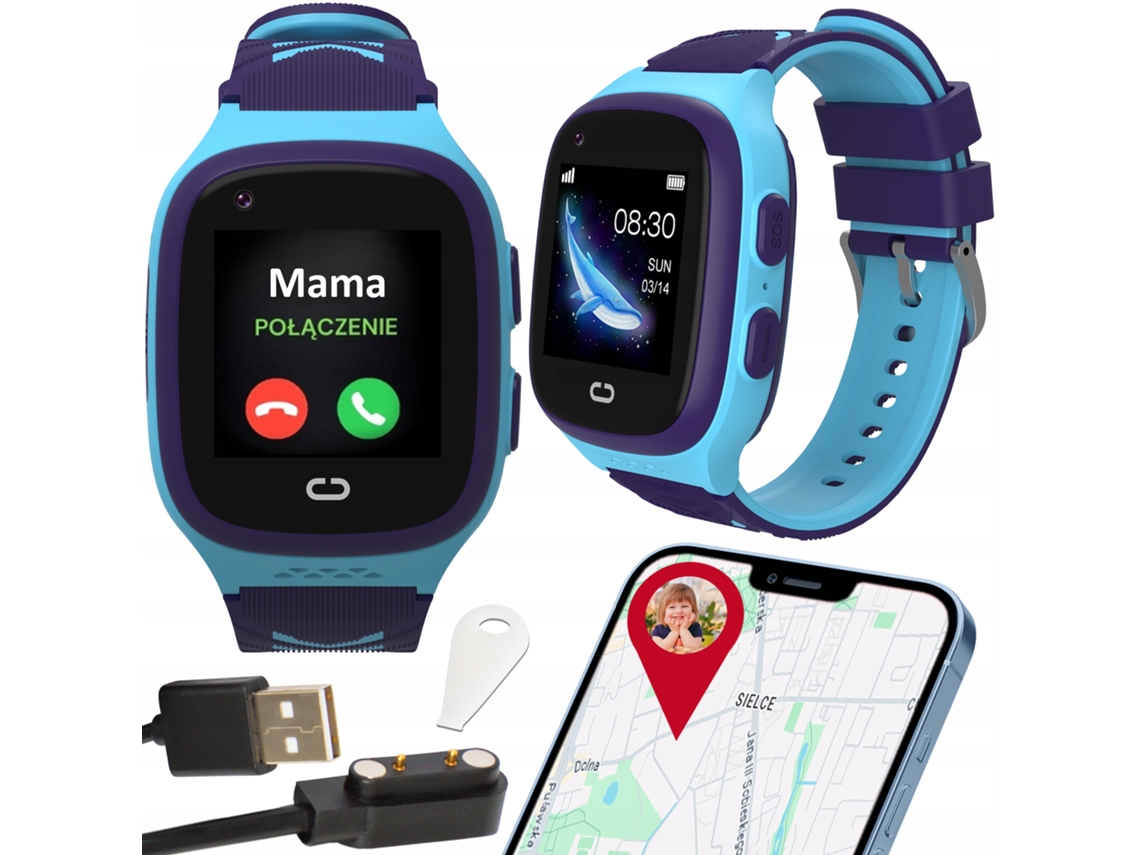 Smartwatch Crianças com Telefone, Vídeo Chamada, GPS, Sms Azul YANYXR