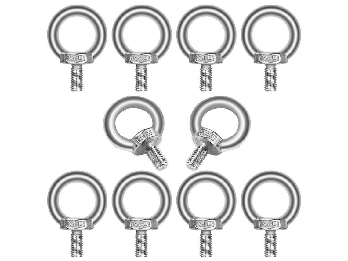 10 Parafusos Oculares Em Aço Inoxidável M8 Forma De Anel Rosca Masculina Para Levantamento