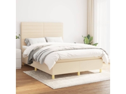 Vidaxl Cama Com Molas/colchão 140x200 Cm Tecido Cor Creme
