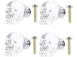Gadpiparty Conjunto De 4 Puxadores Decorativos Em Formato Caveira Para Portas Guarda Roupa, Armários De Vidro, Cômodas E
