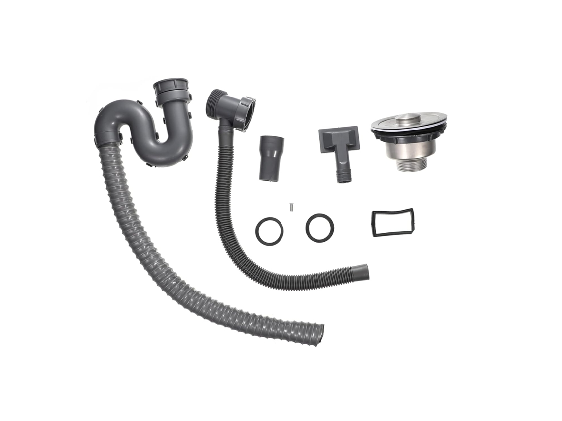 Kit De Escoamento Extensível Para Pia Simples Com Tubo De Aço Flexível.