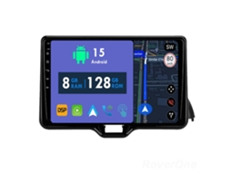 Auto Rádio Carro Bluetooth Autoradio 8GB RAM 128G ROM CarPlay Navegação GPS Ecrã Táctil RoverOne para Toyota Yaris Vios 2020-2023  