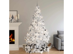 Vidaxl Meia Árvore Natal Artificial Pré-iluminada C/ Bolas Branco
