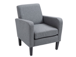Poltrona Individual Relax, Pés Madeira, Tecido Imitação Linho, Confortável Para Sala, 66x72x74 cm, Cinza Claro