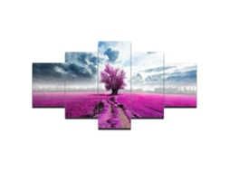 Laxiscreed Pintura Em Spray Alta Definição Com Árvore Roxa E Lavanda, Jogo De 5 Painéis 30x40cm
