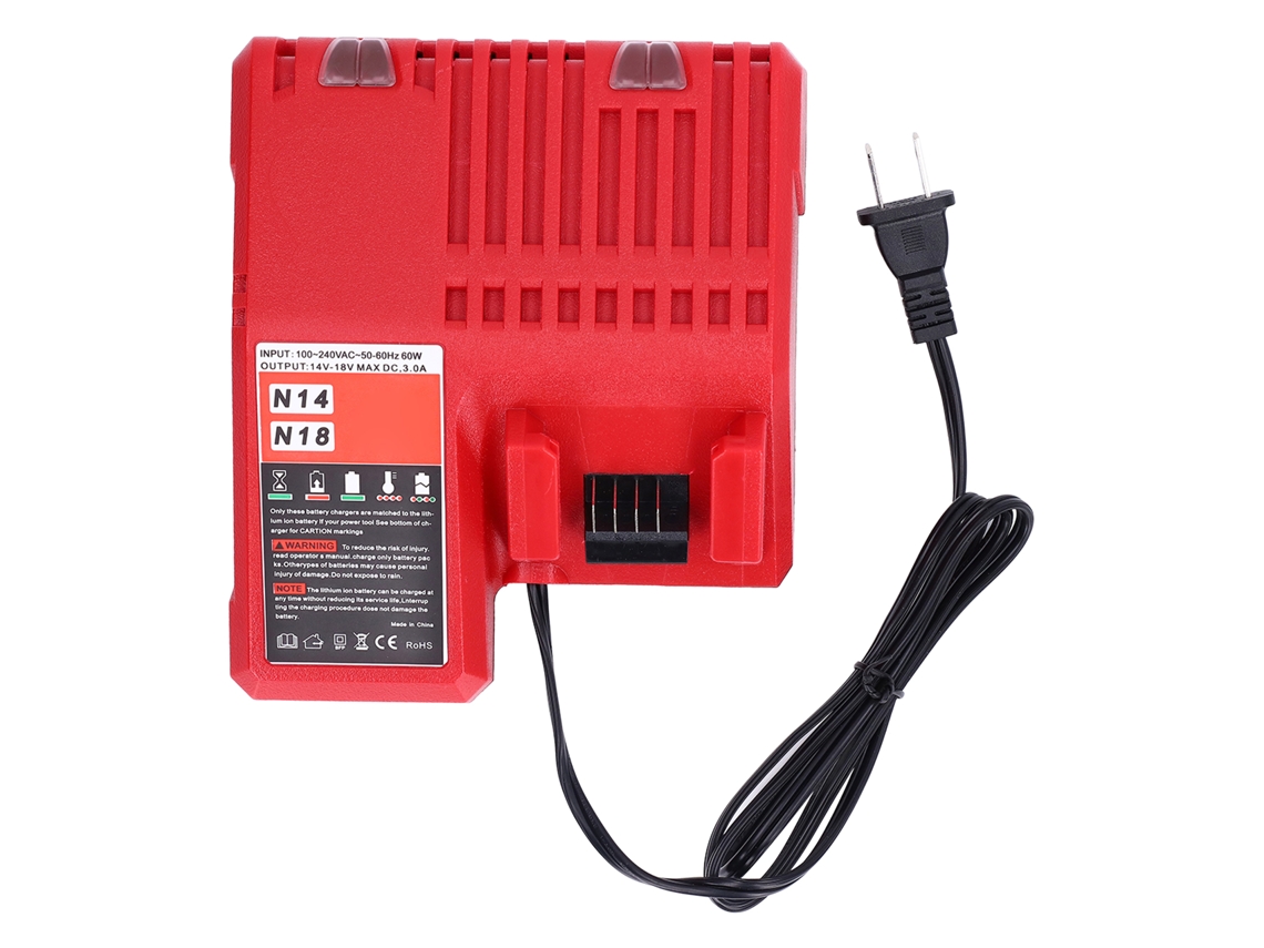 Carregador E Manutenção De Baterias De Lítio 100‑240v Para Milwaukee M14 M18 Plug Eua
