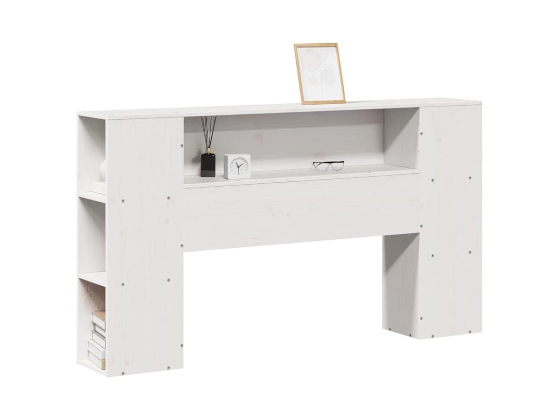 Cabeceira com Arrumação 150 cm Madeira de Pinho Maciça Branco MAISON EXCLUSIVE