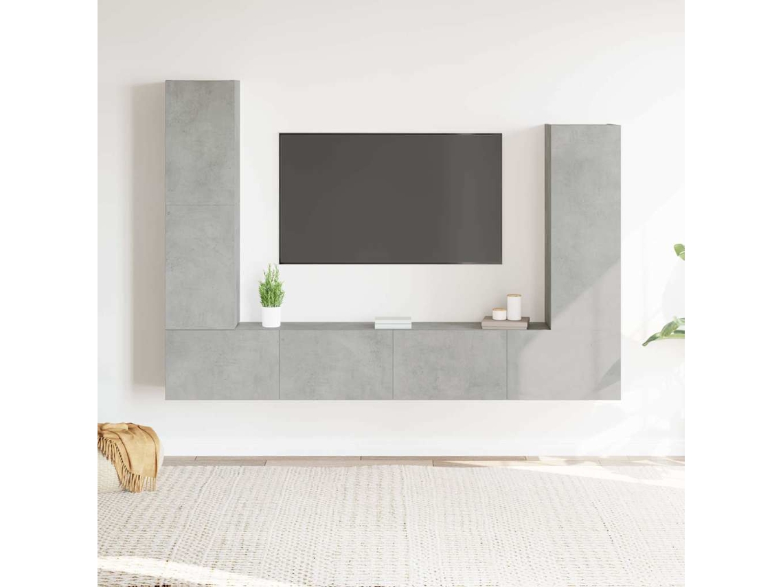 Vidaxl Conjunto Móveis De Tv 4 Pcs Madeira Processada Cinzento Cimento