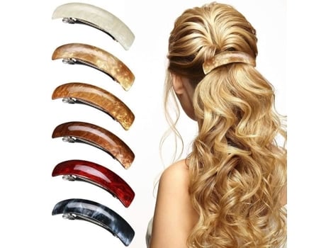 Barrete De Cabelo Feminina 6pcs, Clips Retangulares Franceses, Forma Retangular Clássica Para Mulheres E Meninas, Âmbar