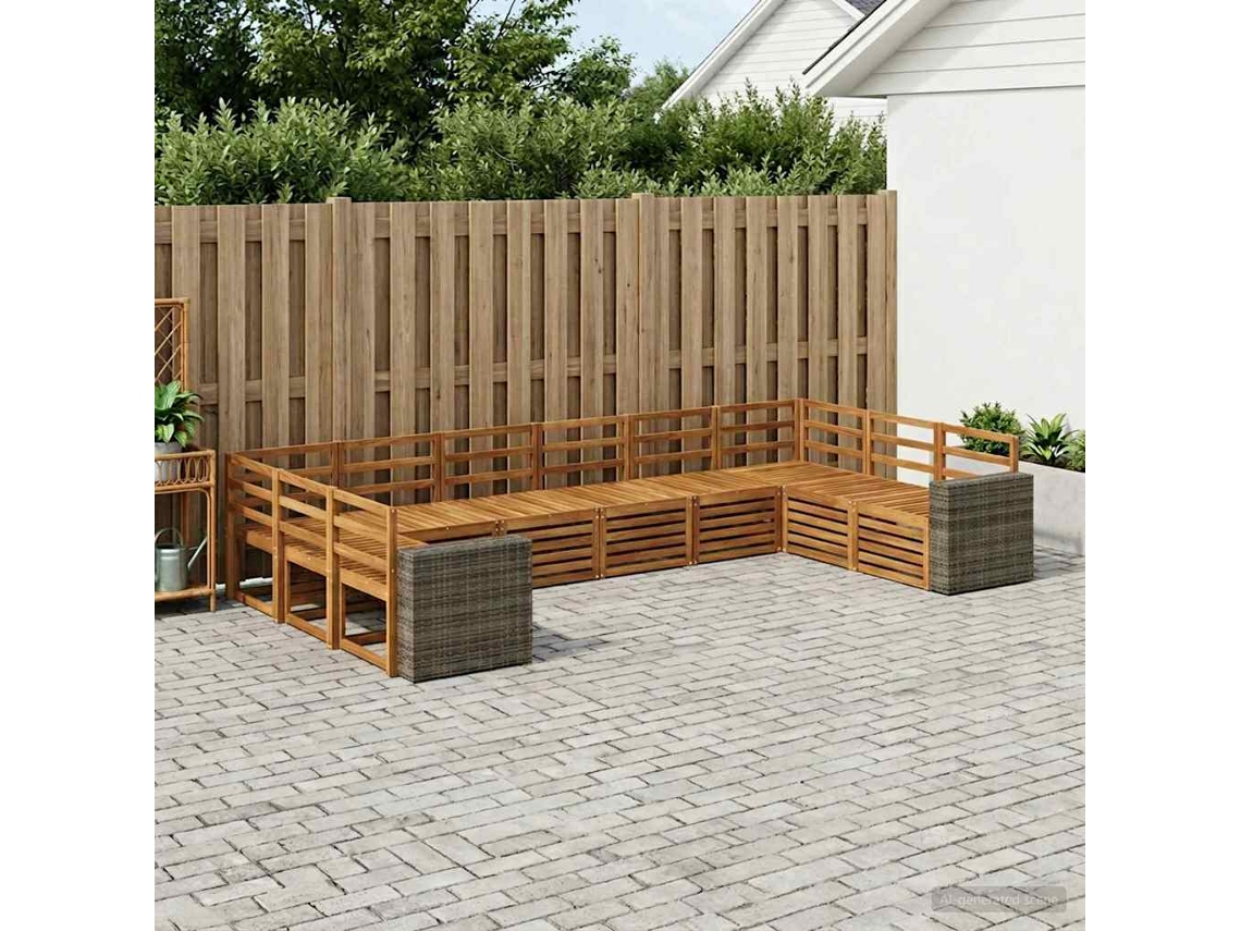Vidaxl Conjunto De Sofás Para Exterior 10 Unid. Natural