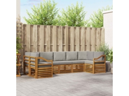 Vidaxl Conjunto De Sofás Para Exterior 7 Unid. Cinza Natural E Claro
