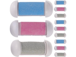 Kit com 12 cabeças de rolo Lixa para reposicionamento dos pés e peças para pedicure.