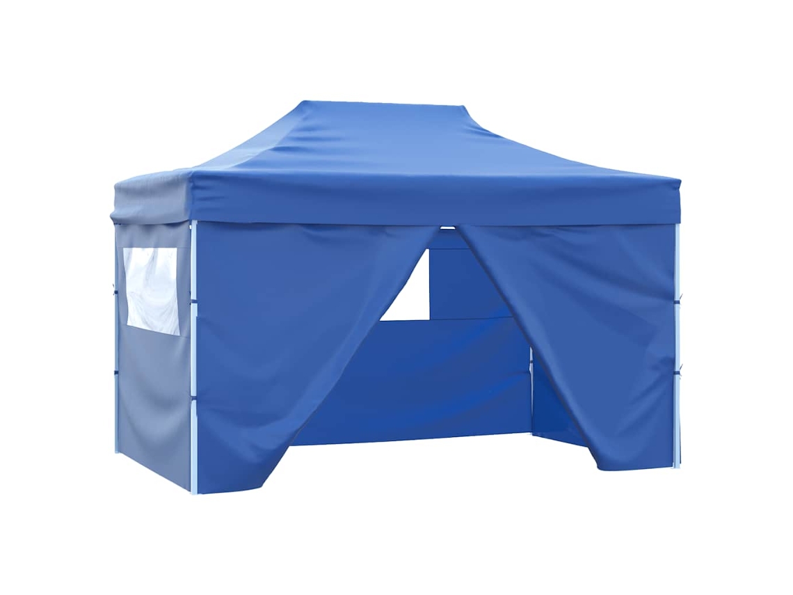 Vidaxl Tenda Dobrável Profissional Festas 4 Paredes 3x4m Aço Azul