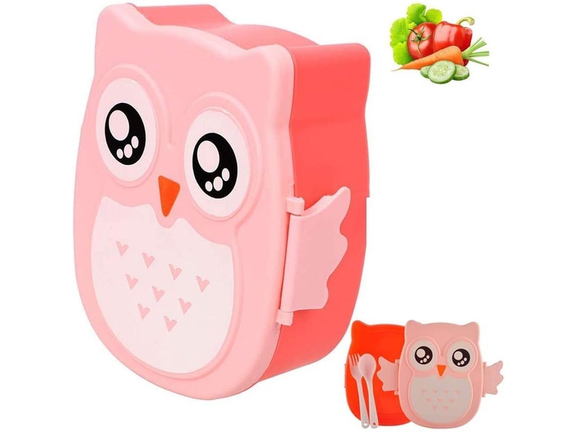 Bento Box De Coruja Com Colher E Garfo, 2 Compartimentos Anti-vazamento, Material Pp Sem Bpa Para Crianças E Escritório