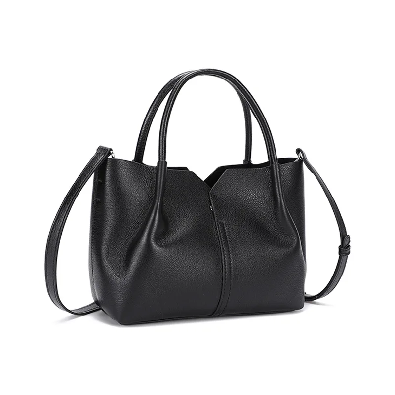 (8816-preta) Bolsa De Couro 100% Genuíno, Bolsa Feminina De Luxo De Grife, Bolsa De Ombro Moderna E Elegante Em Couro Bovino.