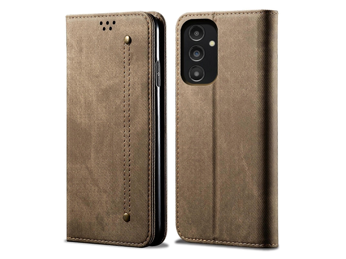 Capa De Celular Em Couro Com Textura Jeans Para Samsung Galaxy A14 5g