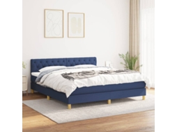 Vidaxl Cama Com Molas/colchão 160x200 Cm Tecido Azul