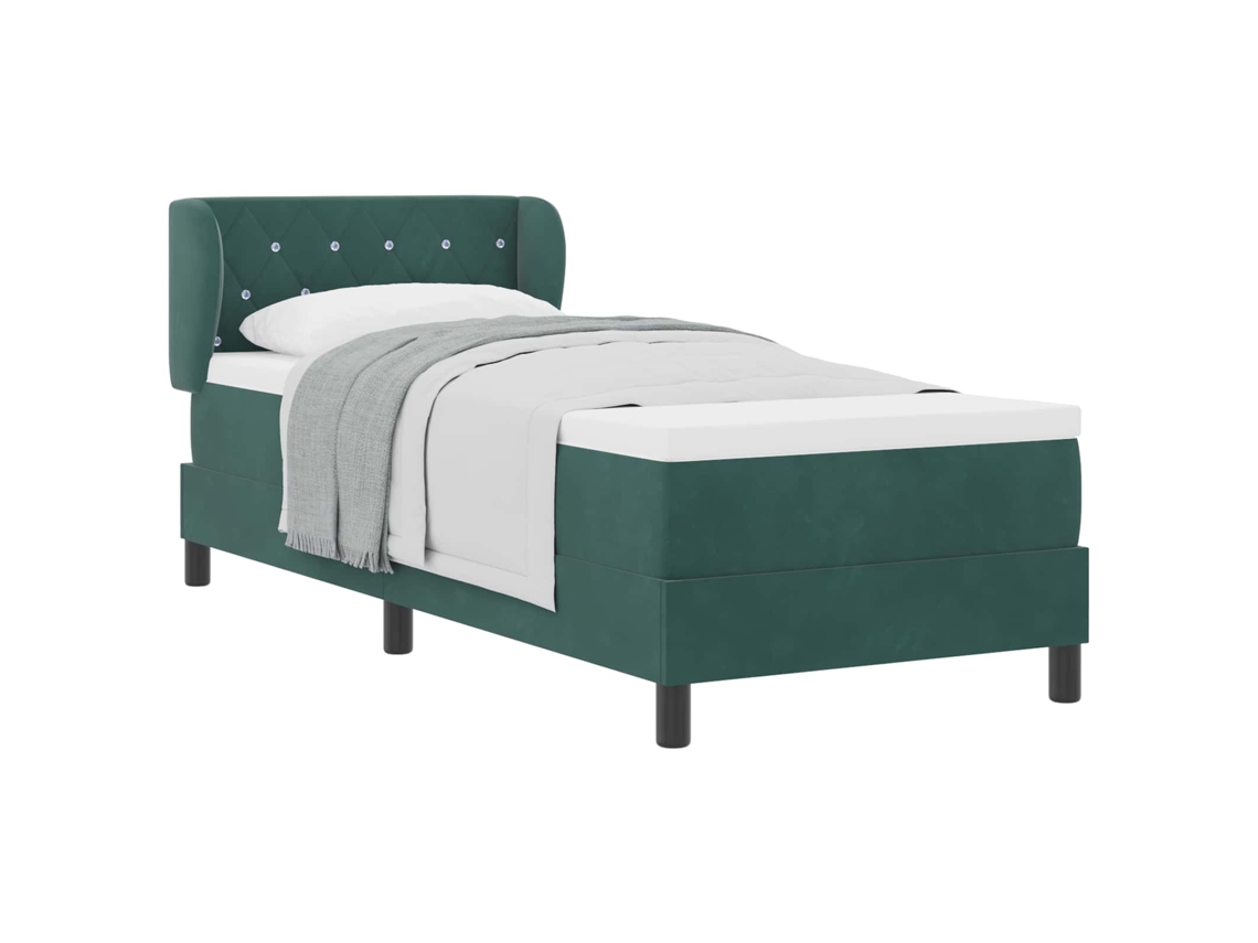 Cama Box com Colchão Verde escuro 80 X 200 Cm Veludo MAISON EXCLUSIVE