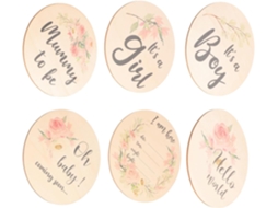 Placa Redonda de Anúncio de Nascimento com 6 Peças para Meninos e Meninas Simples e Fácil de Usar CHABERLU